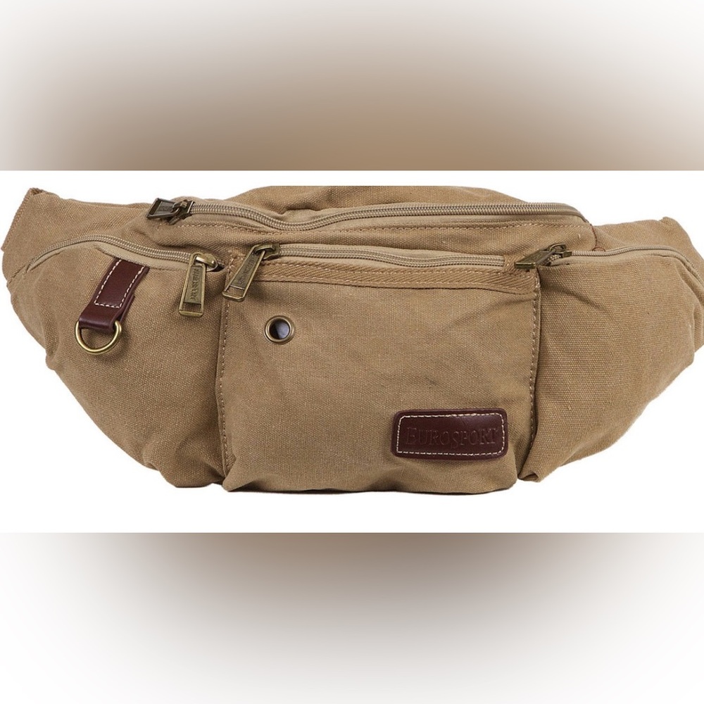 Eurosport Khaki Fanny Pack Canvas 15” x 7” x 1” New B500